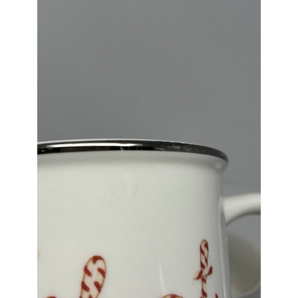 Pottery Barn lot of 2 Peppermint Sentiments HO HO HO Christmas Mugs Holiday - Picture 7 of 11